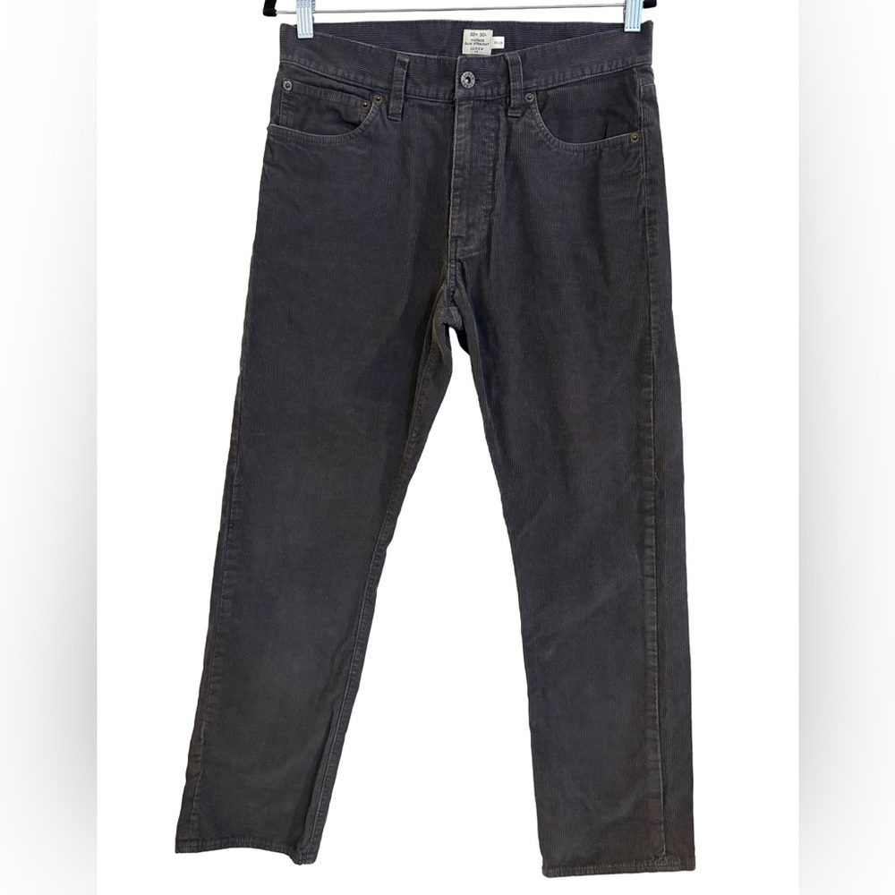 Men’s J. Crew Vintage Slim Straight Charcoal Cotton Corduroy Pants, 30 x 30.